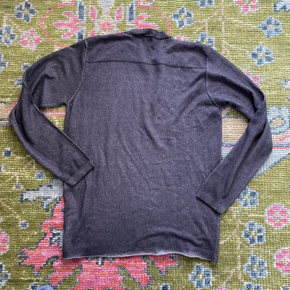 Crossley Italian 100% Soft Wool Grey Sweater w. Exposed Seams Look, Unisex & Lg - Picture 2 of 4